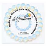 Opalite Gemstone Stretchy 8mm Ball Bracelet on Card & Gift Pouch (55mm)